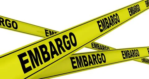 Embargo. Yellow warning tapes 스톡 일러스트