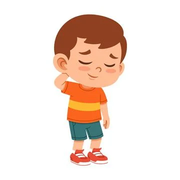 Embarrassed Boy Scratching Head with Awkward Smile Flat Cartoon Character 스톡 일러스트