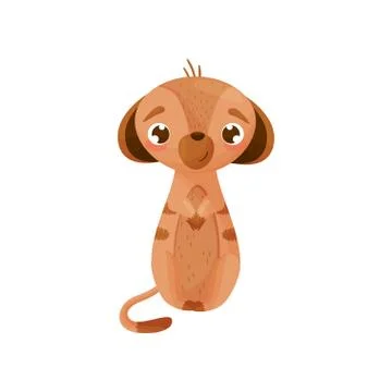 Embarrassed cartoon gopher sits. Vector illustration on white background. Illustrazione stock