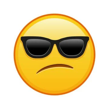 Embarrassed face with sunglasses Large size of yellow emoji smile Stock Illustration