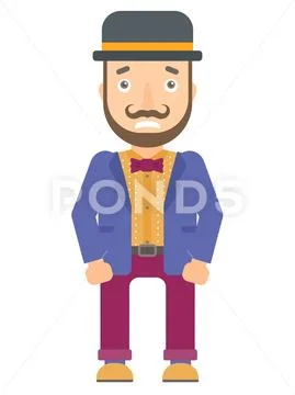 Embarrassed hipster circus performer Stock Illustration