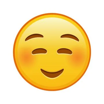 Embarrassed smiling face Large size of yellow emoji smile Stock Illustration