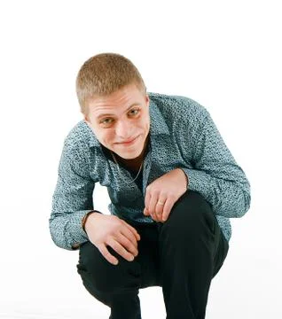 Embarrassed smiling man Stock Photos
