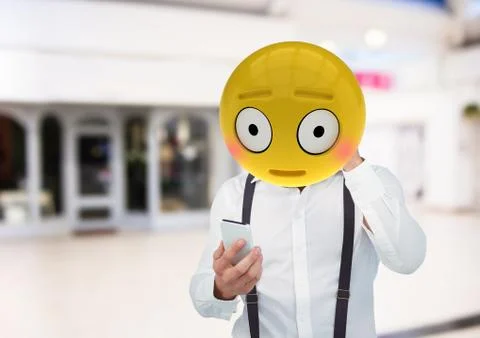 Embarrassment . Emoji face. Stock Photos