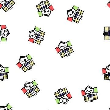 Embassy diplomats handshaking vector seamless pattern Stock Illustration