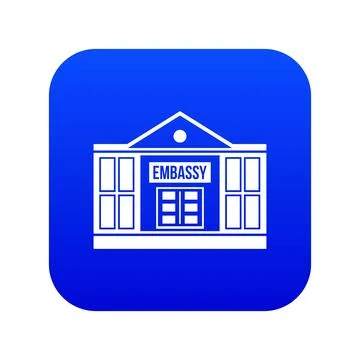 Embassy icon digital blue Stock Illustration