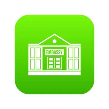 Embassy icon digital green Stock Illustration