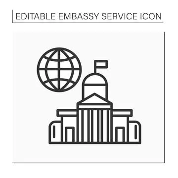 Embassy line icon Stock Illustration