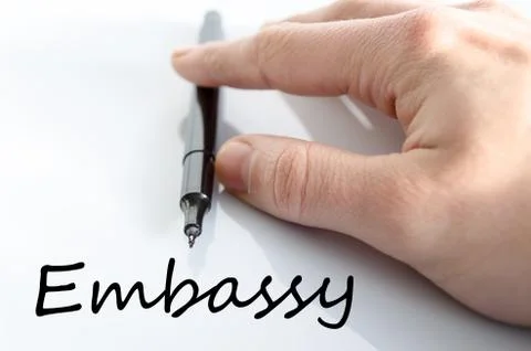 Embassy text concept Stock Photos