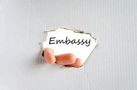 Embassy text concept Stock Photos