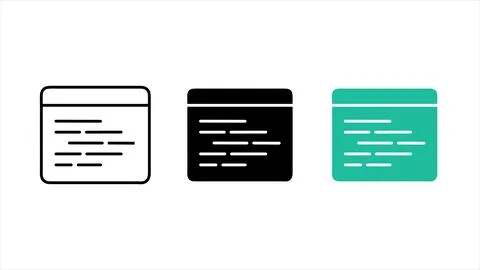 Embed code snippet and script window icon set 스톡 일러스트
