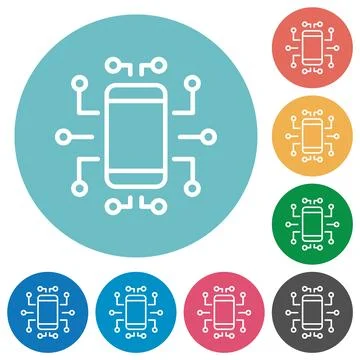 Embedded device outline flat round icons Stock Illustration