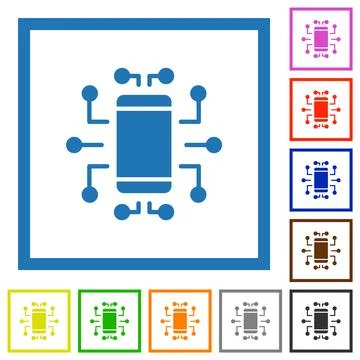 Embedded device solid flat framed icons Stock Illustration