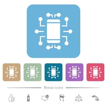 Embedded device solid flat icons on color rounded square backgrounds Stock Illustration