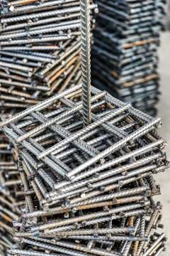Embedded elements from steel reinforcement. Stock Photos