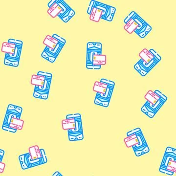 Embedded finance solutions fintech vector seamless pattern Stock Illustration