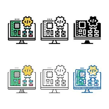 Embedded software color icon vector variants 스톡 일러스트