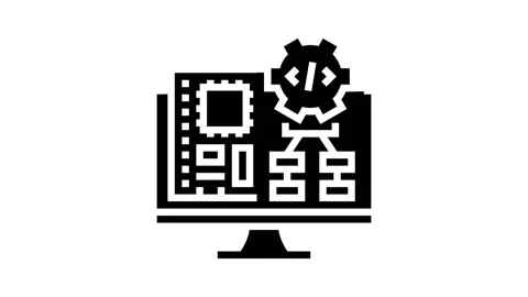 Embedded software glyph icon animation Stock Footage 222830235