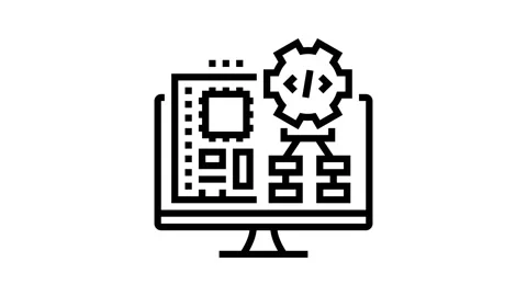 Embedded software line icon animation Stock Footage 224312154