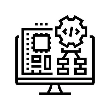 Embedded software line icon vector illustration Stock Illustration