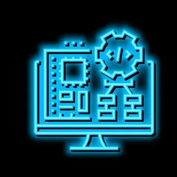 Embedded software neon glow icon illustration Stock Illustration