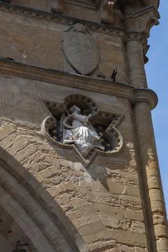 Embedded Statue on the Wall of Loggia dei Lanzi Building, Florence, Italy Stock Photos