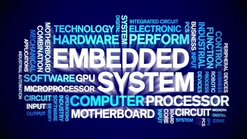 Embedded System animated word cloud,text tag kinetic typography seamless loop. Video stock 220610014