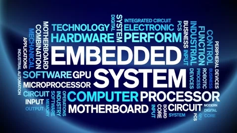 Embedded System animated word cloud,text tag kinetic typography seamless loop. Video stock 220610330