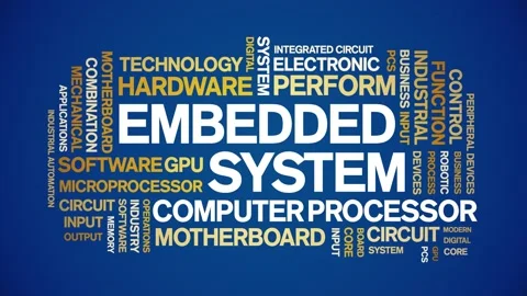 Embedded System animated word cloud,text tag kinetic typography seamless loop. Video stock 220610705