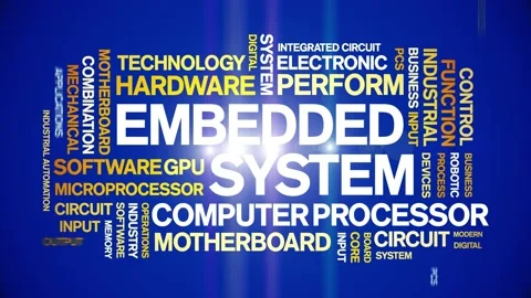 Embedded System animated word cloud,text tag kinetic typography seamless loop. Video stock 220610796