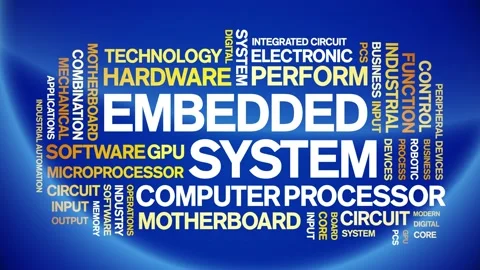 Embedded System animated word cloud,text tag kinetic typography seamless loop. Video stock 220610962