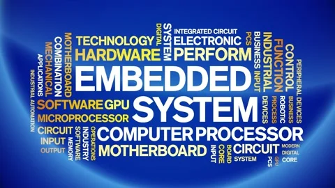 Embedded System animated word cloud,text tag kinetic typography seamless loop. Video stock 220611061
