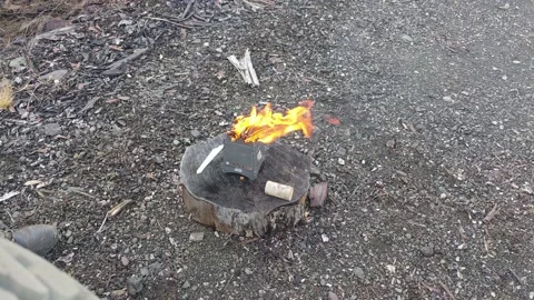 Emberlit stove burning Stock Footage 174531068