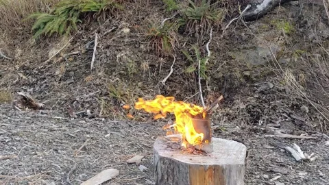 Emberlit Stove burning Stock Footage 190833961