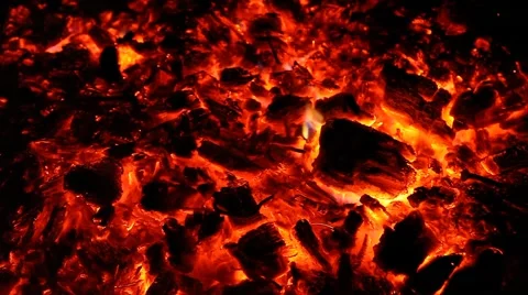 Embers and ashes of huge fire place Stock Footage 44875067