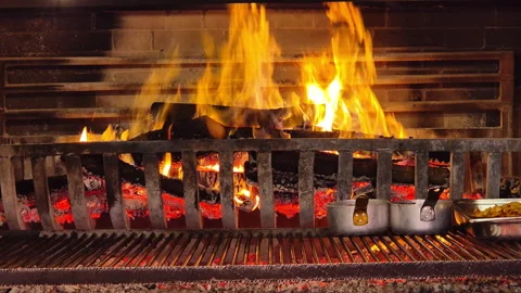 Embers and fire ready to cook the meat Stock Footage 311512486