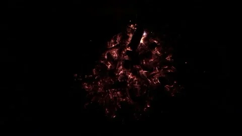 Embers Cracking in Fire Pit Night Stock Footage 143157034