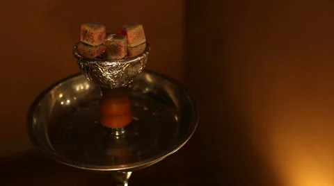Embers in a cup of hookah. Stock Footage 64238864