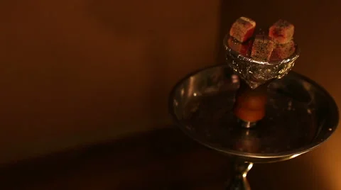 Embers in a cup of hookah. Stock Footage 64238912