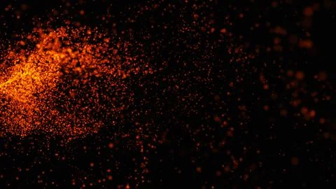 Embers fire particles over black background. Fire sparks background. Illustrazione stock