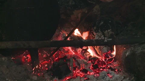 Embers in the fireplace. Video stock 63174854