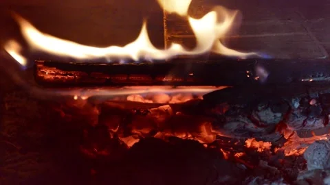 Embers in the fireplace Video stock 132062606