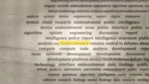 Embezzlement Highlighted Text - Financial Research Document Stock Footage 346332046