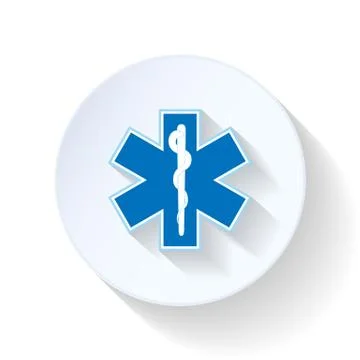 Emblem ambulance flat icon Stock Illustration