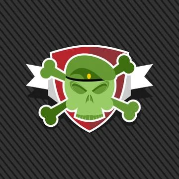 Emblem Army. Skull on shield Stock Illustration