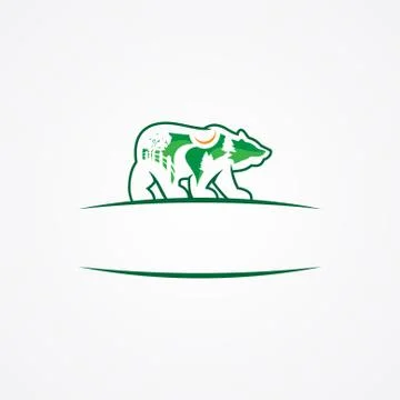Emblem Bear Landscaping Illustrazione stock