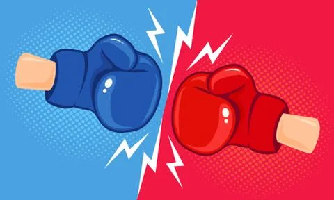 Emblem for boxing with gloves. Stock Illustration