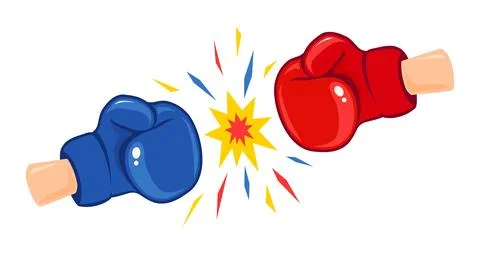 Emblem for boxing with gloves. 库存插图
