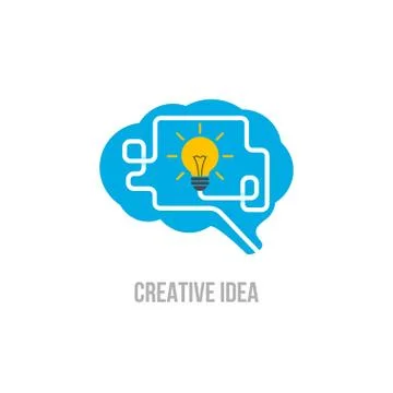 Emblem brain. Symbol of creative ideas, mind, thinking Stock Illustration