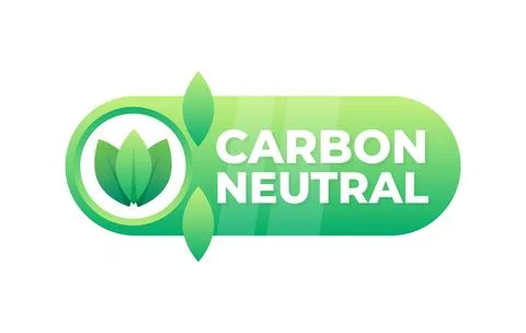 Emblem for carbon neutrality with a leaf pattern, representing commitment to Illustrazione stock